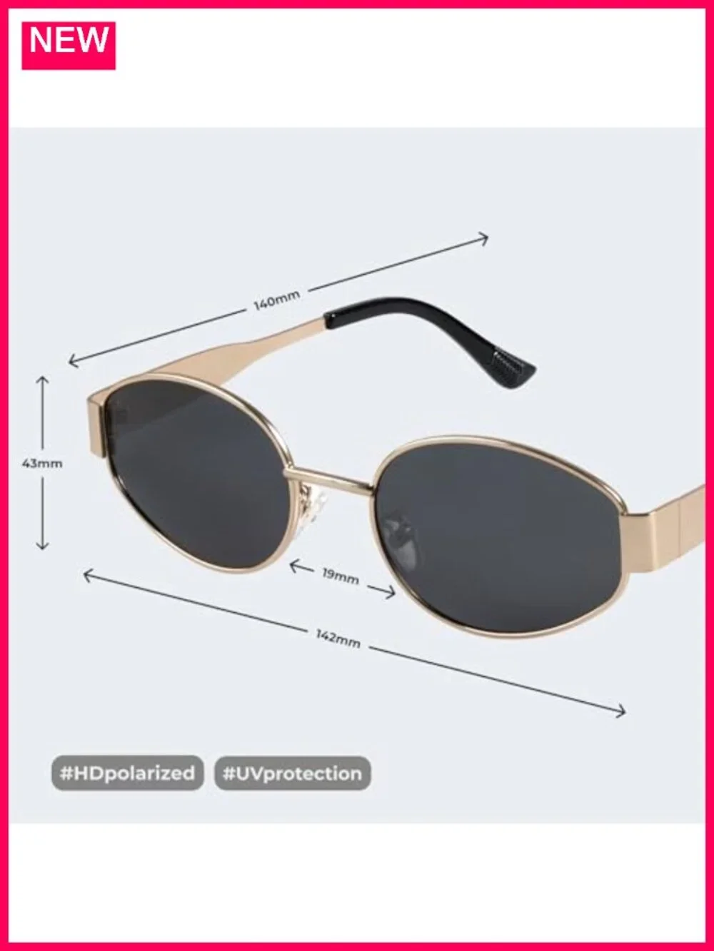 Retro Oval Polarized Sunglasses Metal Frame UV400 Protection